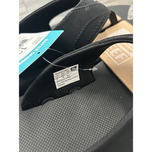 Reef Fanning Bottle Opener  Sandals T Post Strap Flip Flop Black Mens US 12 - Picture 6 of 9